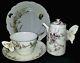 4 Pc Porcelain Set, Haviland, Limoges, France, Teapot, Cup Saucer, Butterfly