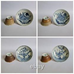 4 sets c. 1710 Kangxi Qing Dynasty Shipwreck Porcelain Tea Cup Saucer Dish Plate