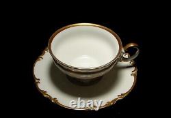 5 Hutschenreuther Brighton Sylvia Porcelain Footed Cup & Saucer Sets Gold Trim