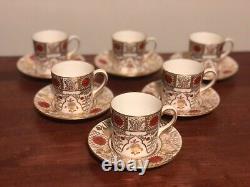 6 Abbeydale for Tiffany & Co. Porcelain Demitasse Cup & Saucers in Imperial
