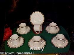 6 Antique Porcelain GOLD TRIM Demitasse Cup Saucer Set Bernardaud LIMOGES France