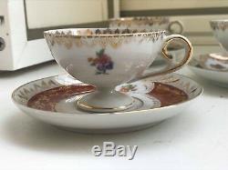 6 Cup 6 Saucer Set Rare Vintage Oscar Schlegelmilch Porcelain Coffee Mocca
