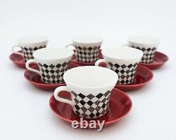 6 Cups & Saucers Red Top Marianne Westman Rörstrand / Rorstrand