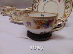 (6) Dresden Schumann Bavaria Bouillion Cups & Saucers double handle soup gold