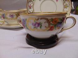 (6) Dresden Schumann Bavaria Bouillion Cups & Saucers double handle soup gold