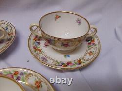 (6) Dresden Schumann Bavaria Bouillion Cups & Saucers double handle soup gold