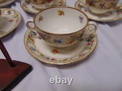 (6) Dresden Schumann Bavaria Bouillion Cups & Saucers double handle soup gold