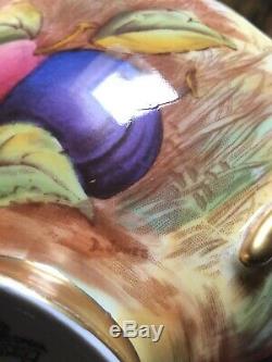 6 Gold Gilt Signed N. Brunt D Jones Fruit Painted Aynsley Tea Cup and Saucer Set