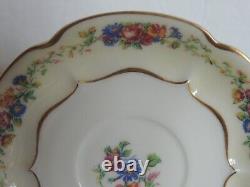 6 Haviland Limoges France Porcelain Cups Saucers Nosegay Floral Bouquet Antique