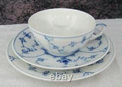 (6) Royal Copenhagen Blue Fluted Plain Porcelain Cup & Saucer Trios 1st Qual
