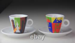 6 Sets of Bialetti Art Espresso Demitasse Porcelain Cup & Saucer