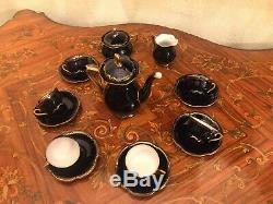 6 cups 6 saucer Set JLMenau Graf Von Henneberg Echt Cobalt Porcelain Coffee Set