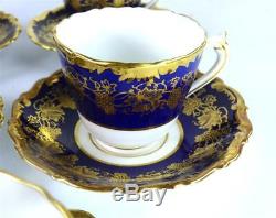 7 Coalport Hazelton Cobalt Blue Porcelain Demitasse Coffee Cup & Saucer Sets
