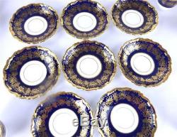 7 Coalport Hazelton Cobalt Blue Porcelain Demitasse Coffee Cup & Saucer Sets