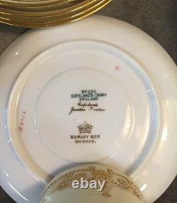 8 COPELANDS England Jewelled Porcelain CUP & SAUCER SET for Burley & Co Chicago