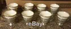 8 Lenox Demitasse Sterling Silver Cups with porcelain liners no saucers
