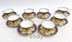 8 Royal Worcester England Hand Painted Porcelain Cup and Saucers 1938