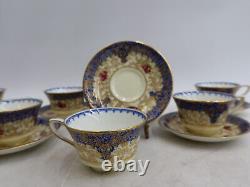 8 Royal Worcester England Hand Painted Porcelain Cup and Saucers 1938