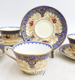 8 Royal Worcester England Hand Painted Porcelain Cup and Saucers 1938