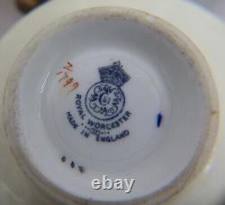 8 Royal Worcester England Hand Painted Porcelain Cup and Saucers 1938