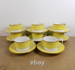8 Tiffany & Co. Limoges Porcelain Cups & Saucers Yellow & Gold