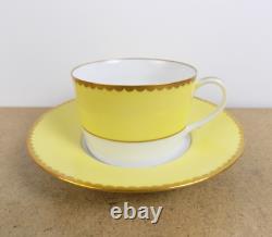 8 Tiffany & Co. Limoges Porcelain Cups & Saucers Yellow & Gold