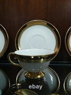 (8)Vintage Flintridge California Porcelain Cup & Saucer withGold Decoration