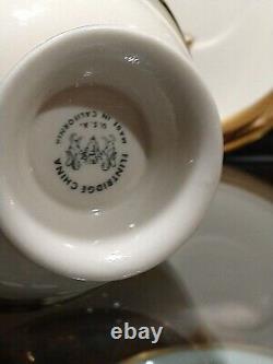 (8)Vintage Flintridge California Porcelain Cup & Saucer withGold Decoration