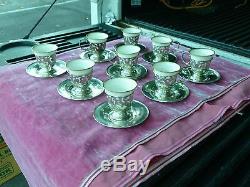9 Sterling Silver Cups And Saucers W Lenox Porcelain Inserts 24.66 Troy Oz