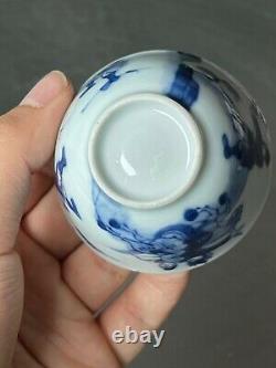 A Rare Set of Chinese 18thC Blue and White Figural Pattern Cup and Saucer 02