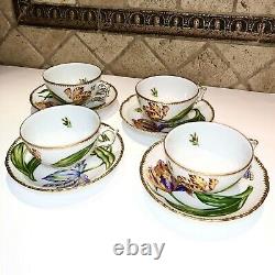 ANNA WEATHERLEY Old Master Tulips Cup and Saucer Handpainted Set of 4
