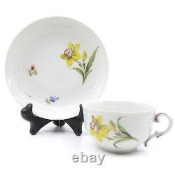 ANTIQUE BOUQUET by NYMPHENBURG German Porcelain Set of 12 Cups & Saucers Korb