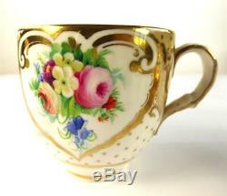 ANTIQUE ENGLISH PORCELAIN TEA COFFEE CUP SAUCER PLATE SET FLOWERS Pat. 2990 b