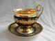 Antique French Porcelain Chocolat Cup And Saucer, Empire Style, 19th Century