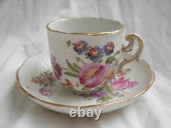 ANTIQUE GERMAN PORCELAIN COFFEE CUP AND SAUCER, 19th CENTURY