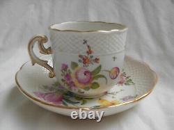 ANTIQUE GERMAN PORCELAIN COFFEE CUP AND SAUCER, 19th CENTURY