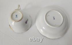 ANTIQUE MEISSEN PORCELAIN COFFEE Tea CUP & SAUCER Floral Scattered Flowers Full