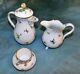 Antique Meissen Porcelain Coffee Pot Footed Rare Creamer With Demi Cup And Saucer