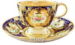 ANTIQUE SEVRES STYLE PORCELAIN DEMITASSE CUP & SAUCER REGENCY COALPORT 1800s