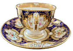 ANTIQUE SEVRES STYLE PORCELAIN DEMITASSE CUP & SAUCER REGENCY COALPORT 1800s