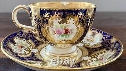 ANTIQUE SEVRES STYLE PORCELAIN DEMITASSE CUP & SAUCER REGENCY COALPORT 1800s