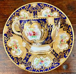 ANTIQUE SEVRES STYLE PORCELAIN DEMITASSE CUP & SAUCER REGENCY COALPORT 1800s