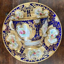 ANTIQUE SEVRES STYLE PORCELAIN DEMITASSE CUP & SAUCER REGENCY COALPORT 1800s