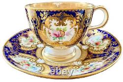 ANTIQUE SEVRES STYLE PORCELAIN DEMITASSE CUP & SAUCER REGENCY COALPORT 1800s