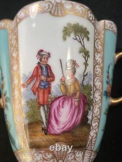 Agustus Rex Dresden Porcelain Chocolate Cup & Saucer Watteau Helena Wolfsohn