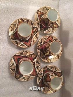 Alhambra Royal Vienna Austria Porcelain Coffee Pot with5 Demi Cups & Saucers