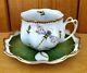 Anna Weatherley Cup & Saucer Green Leaf Dragonfly Bees Gold Rim