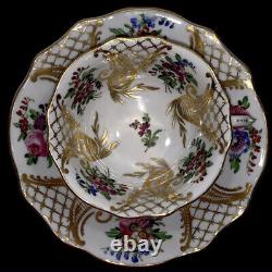 Antique 1814 Swansea Porcelain Tea Cup & Saucer Trident Mark Rare Welsh