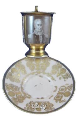 Antique 1820 Royal Copenhagen Porcelain Portrait Cup & Saucer Porzellan Tasse #2
