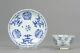 Antique 18c Chinese Porcelain Tea Bowl Cup Saucer Floral Kangxi Blue & W